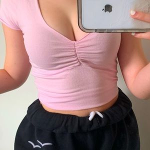 PINK WITH WHITE FLOWERS BRANDY MELVILLE GINA TOP